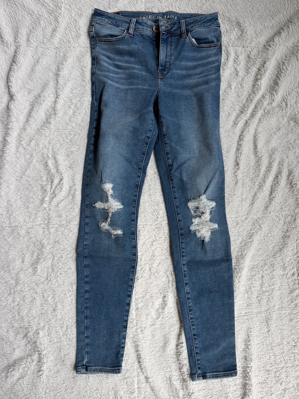 American Eagle Outfitters Women's Distressed Hi-Rise Jegging Jeans - 8 LONG